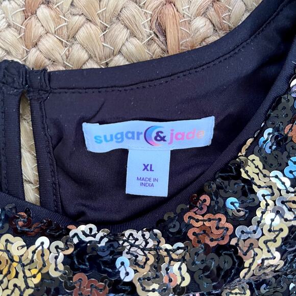 Sugar & Jade girls modern leopard print sequined dress - Picture 4 of 4